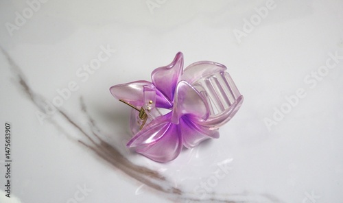 Purple Flower Hair Clip on White Background