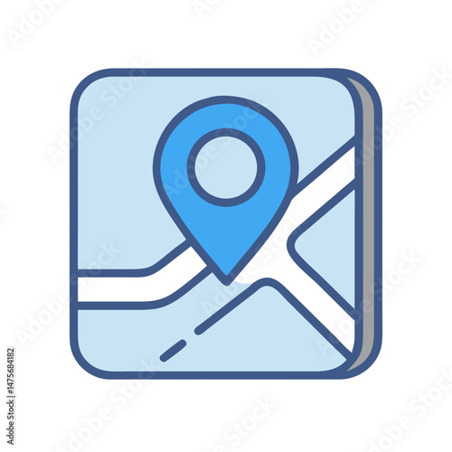 Blue Map Location Icon on a Pale Blue Background