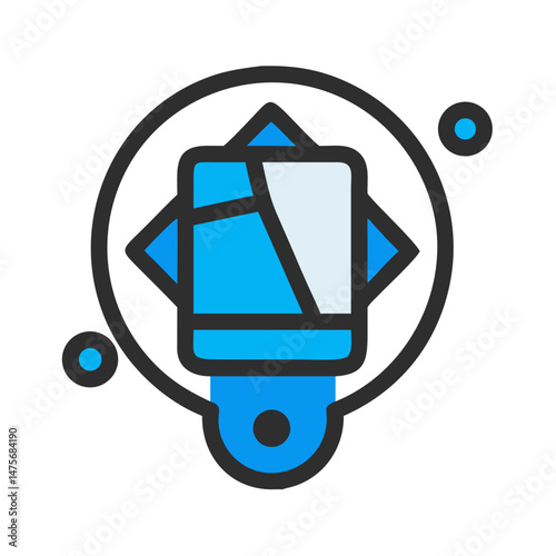 Abstract Blue Tech Compass Direction Icon Illustration