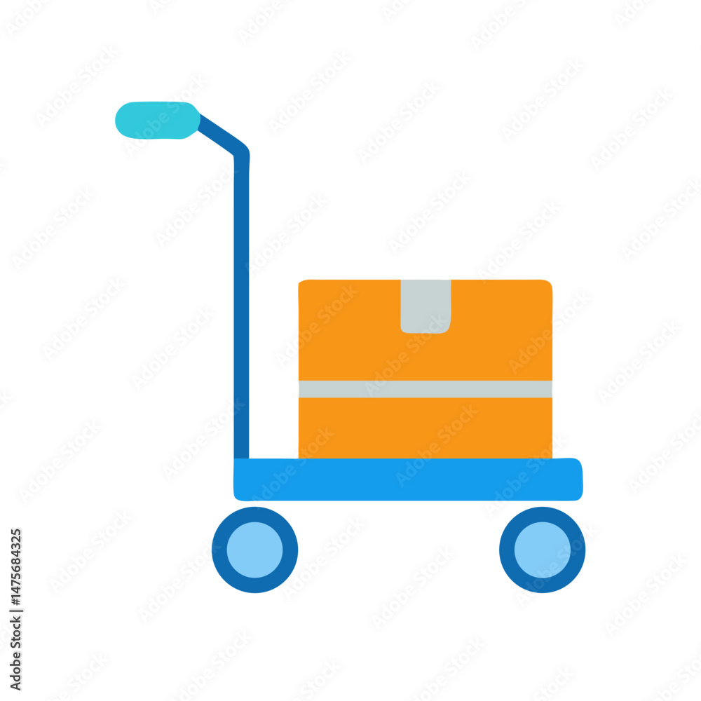 Moving Box on Cart Illustration - Shipping and Delivery Moving Box on Cart Illustration - Shipping and Delivery