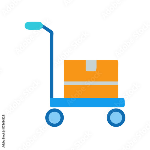Moving Box on Cart Illustration - Shipping and Delivery