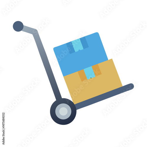 Hand truck carrying boxes. Delivery and moving services
