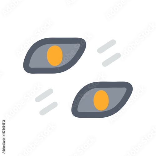 Car Headlights Illuminated: Automotive Lighting Illustration on Black