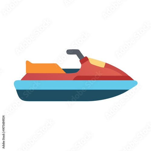 Stylish Flat Vector Illustration of a Personal Watercraft