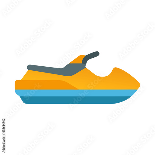 Stylized jet ski illustration on a black background