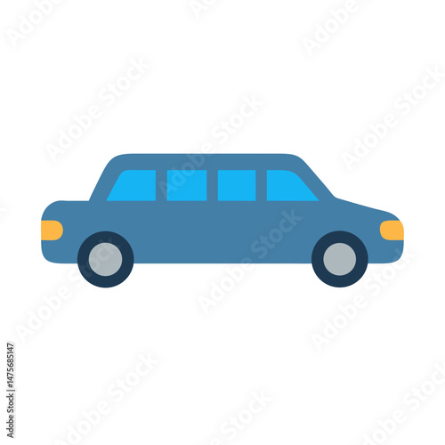 Cartoon Limousine Car Isolated on Black Background Vector