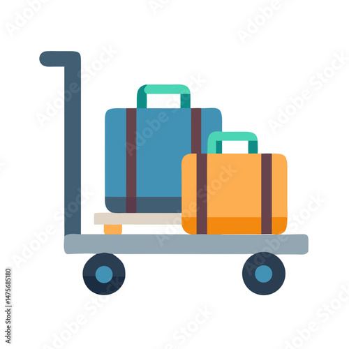 Luggage cart with suitcases ready for travel illustration