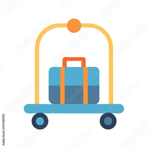 Hotel luggage cart vector image with suitcase
