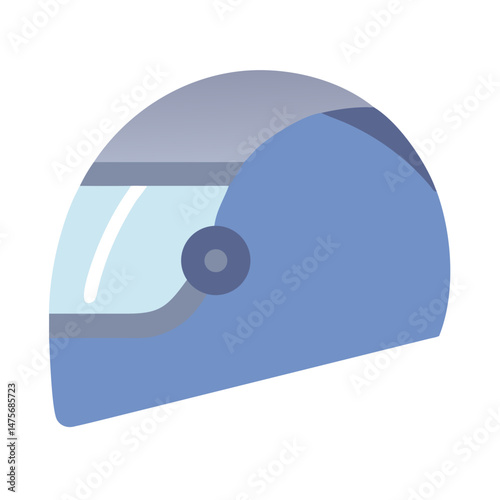 Modern Flat Vector Blue Motorcycle Helmet on Black