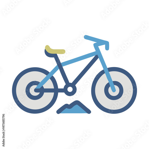 Mountain bike icon, vector graphic on black background