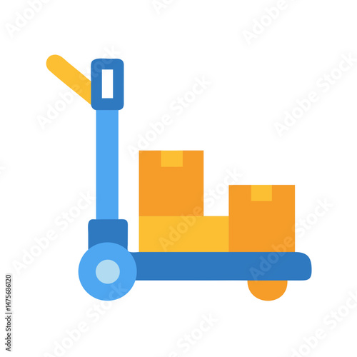 Hand truck loaded with boxes icon on black background