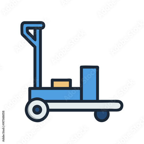 Blue Luggage Hand Truck Icon Vector Illustration