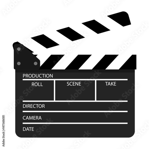 Clapper board vector icon. Opened and closed movie clapper film clap board. Movie, cinema, film symbol concept. Director clapboard. Filmmaking, video production industry equipment.