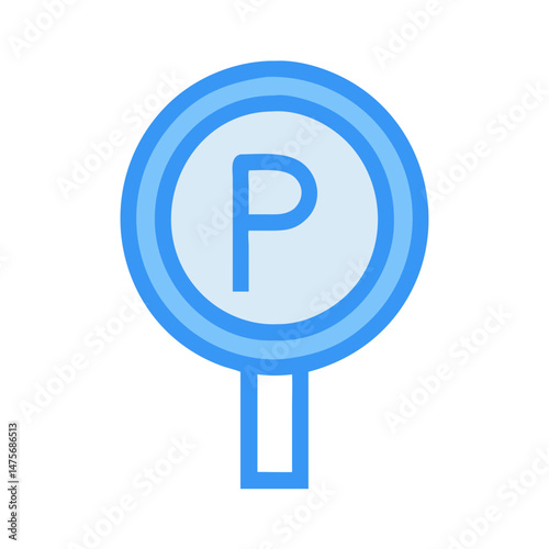 Parking sign icon, blue colored traffic signal illustration