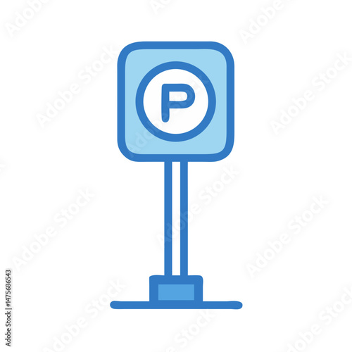 Blue parking sign on black background, parking area