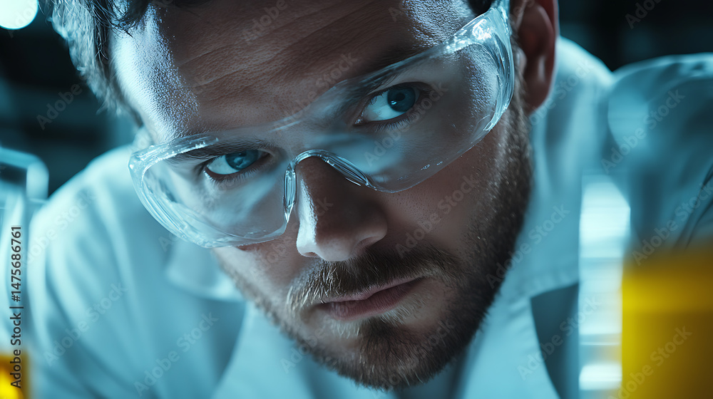 Scientist in Lab Coat and Safety Goggles Scientist in Lab Coat and Safety Goggles