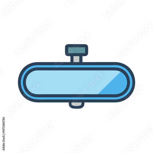 Blue rearview mirror vector icon on black background