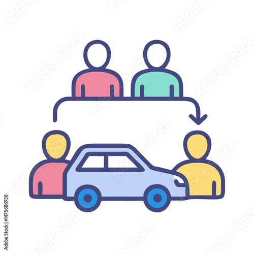 Car sharing icon with people exchange concept vector