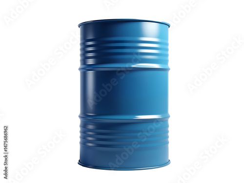 Clean blue metal barrel, isolated on transparent background. Generative AI