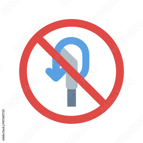 No U-turn Sign Vector, road safety indication graphic