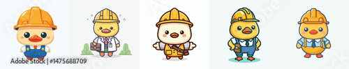 cute duck vector in architect costume