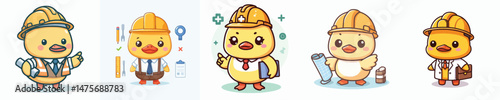 cute duck vector in architect costume