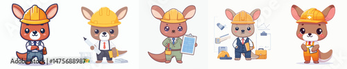cute kangaroo vector in architect costume