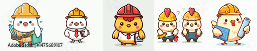 cute chicken vector in architect costume