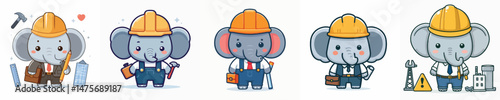 cute elephant vector in architect costume