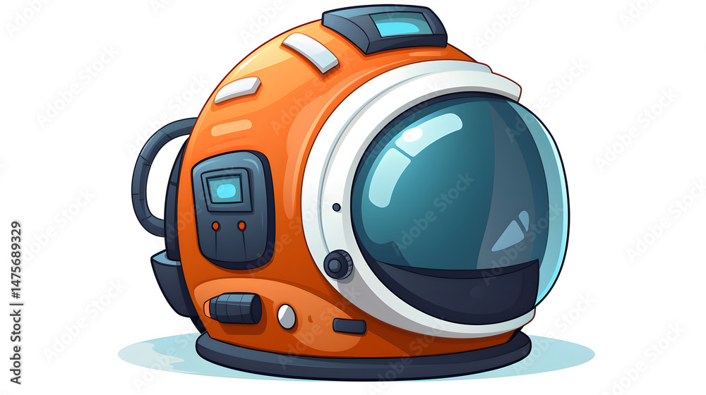 Naklejka premium Cartoon Space Helmet Vector Illustration for Space-themed Designs