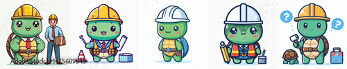 cute turtle vector in architect costume