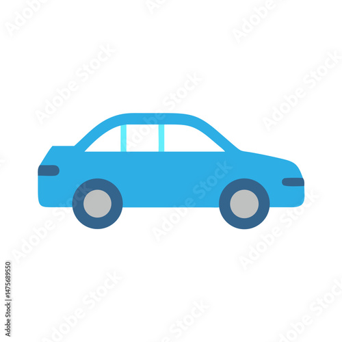 Blue Car Illustration Icon on Black Background