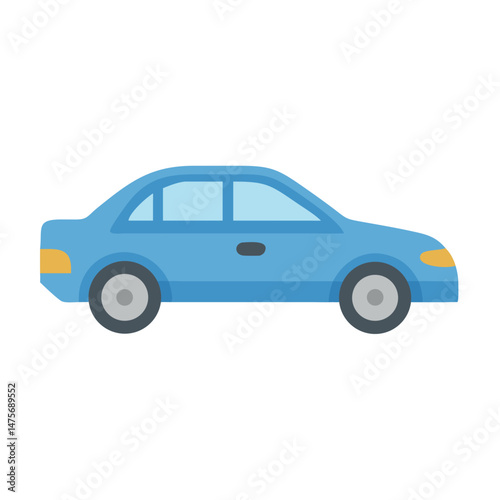 Isolated blue sedan car vector illustration on black