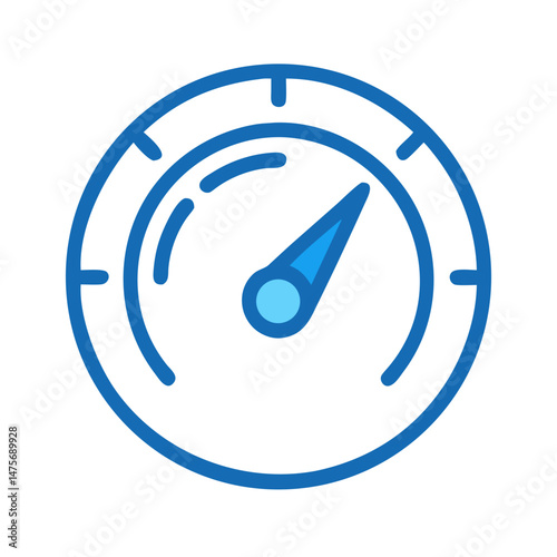 Blue Speedometer Icon on Black Background Illustration