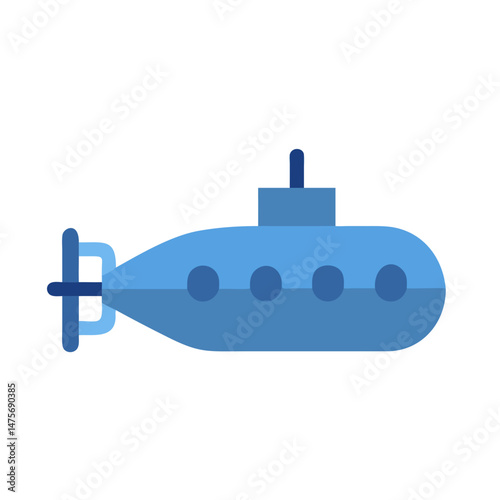 Simple Blue Submarine Icon on a Black Background