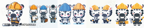 cute zebra vector in architect costume