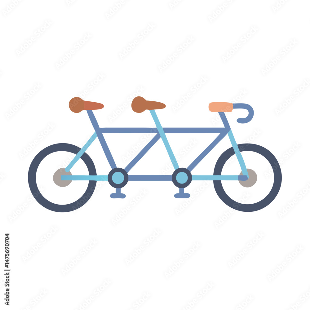 Fototapeta premium Blue Tandem Bicycle Vector Illustration on Black Background
