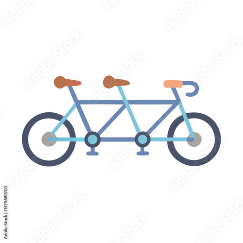 Blue Tandem Bicycle Vector Illustration on Black Background