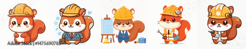 cute squirrel vector in architect costume