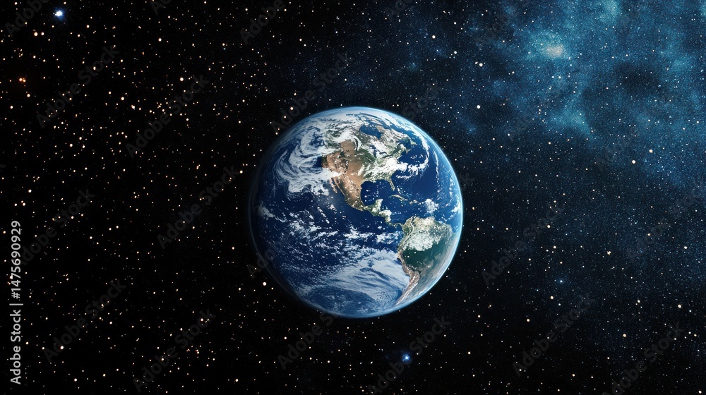 Fototapeta premium Earth, space, cosmos, stars, nebula, planet, view, background, astronomy, wallpaper