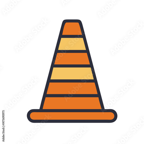 Isolated orange construction cone for road work safety