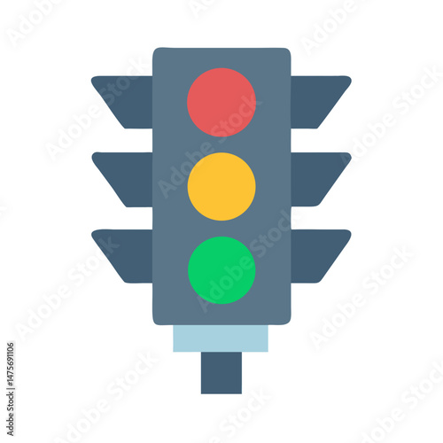 Traffic light icon illustration with red, yellow, green