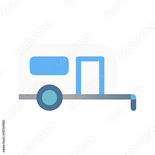 Simple Camping Caravan Icon Illustration on Black Background