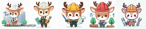 cute deer vector in architect costume