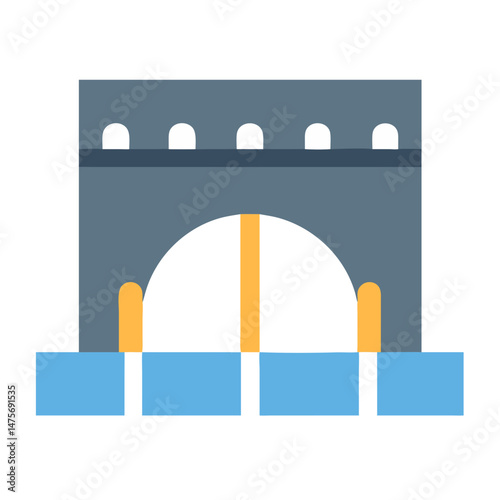 Medieval castle with water and fortified walls