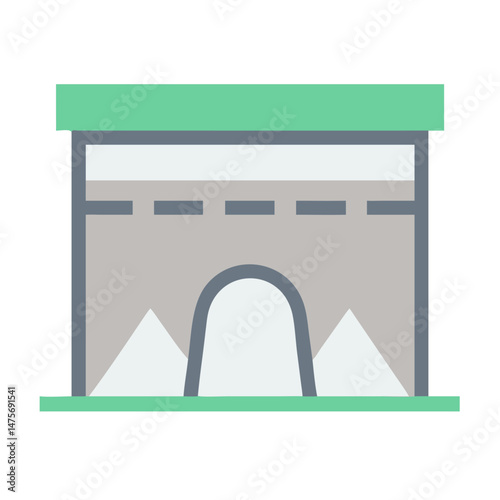 Abstract Kaaba Illustration in Mint, Grey, and White