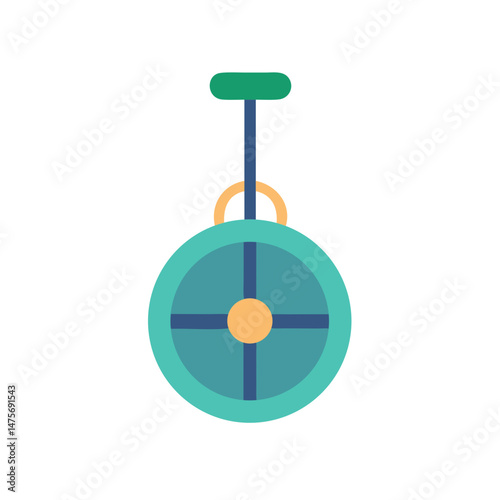 Illustration of a unicycle on black background, simple design