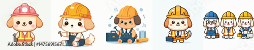 cute dog vector in architect costume