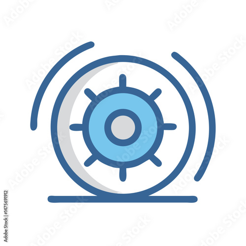 Circular Security System Icon with Rings and Protection