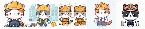cute cat vector in architect costume